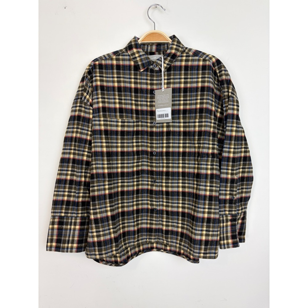 Everlane Women's The Boxy Flannel Button Down Shirt Brown Plaid SM Cabin‎ Grunge
